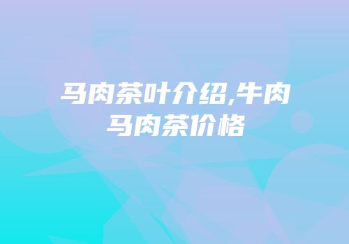 马肉茶叶介绍,牛肉马肉茶价格