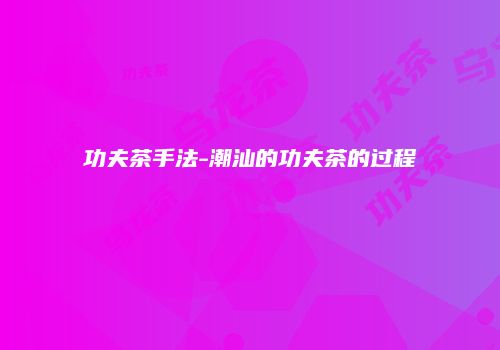 功夫茶手法-潮汕的功夫茶的过程