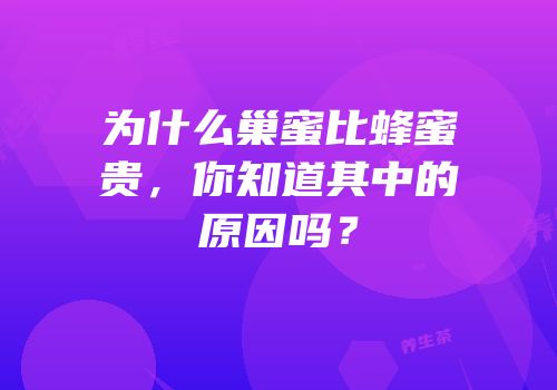 为什么巢蜜比蜂蜜贵，你知道其中的原因吗？