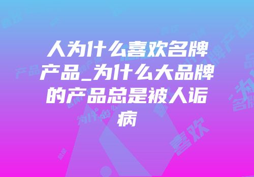 人为什么喜欢名牌产品_为什么大品牌的产品总是被人诟病