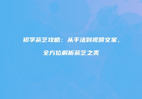 初学茶艺攻略：从手法到视频文案，全方位解析茶艺之美