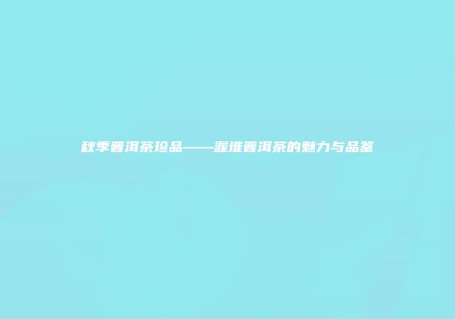 秋季普洱茶珍品——渥堆普洱茶的魅力与品鉴