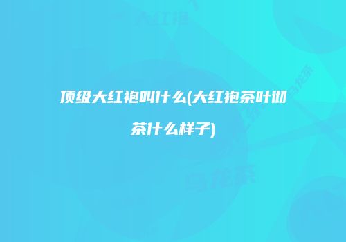 顶级大红袍叫什么(大红袍茶叶彻茶什么样子)