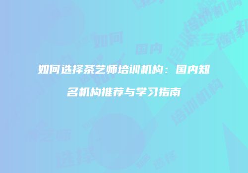 如何选择茶艺师培训机构：国内知名机构推荐与学习指南