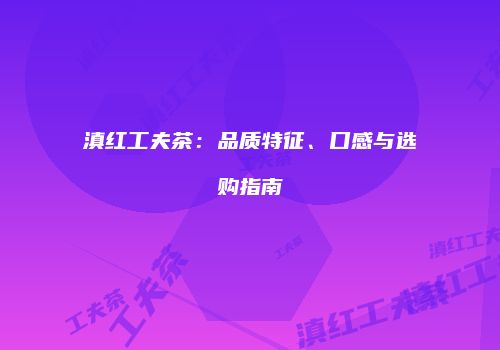 滇红工夫茶：品质特征、口感与选购指南