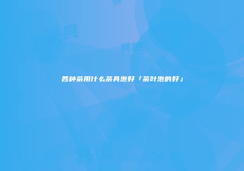 各种茶用什么茶具泡好「茶叶泡的好」