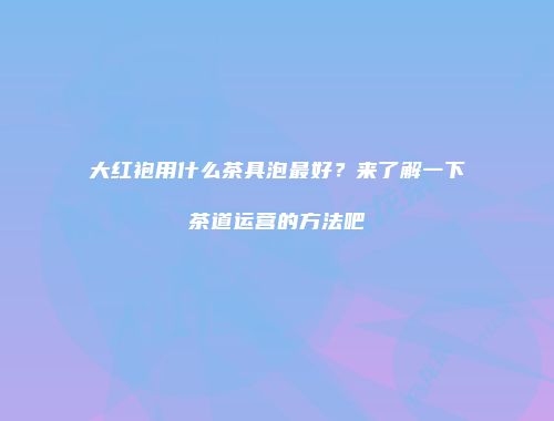 大红袍用什么茶具泡最好？来了解一下茶道运营的方法吧