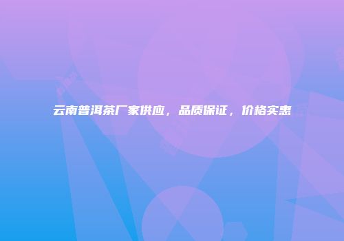 云南普洱茶厂家供应，品质保证，价格实惠