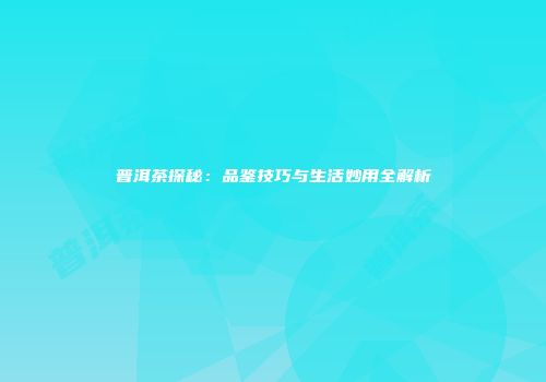 普洱茶探秘：品鉴技巧与生活妙用全解析