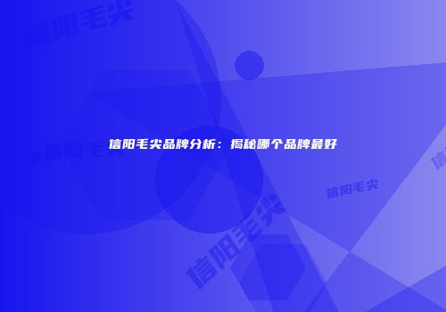 信阳毛尖品牌分析：揭秘哪个品牌最好