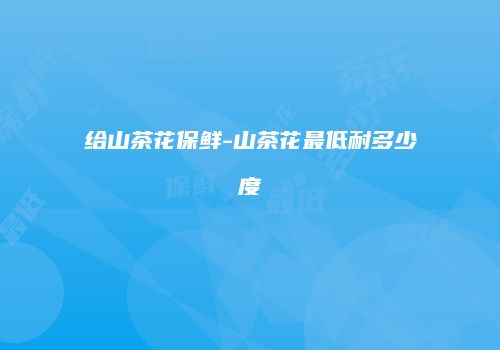 给山茶花保鲜-山茶花最低耐多少度