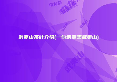 武夷山茶叶介绍(一句话赞美武夷山)