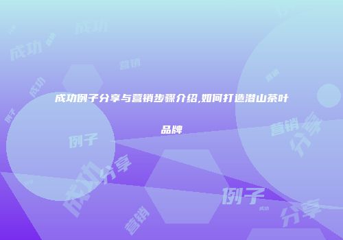 成功例子分享与营销步骤介绍,如何打造潜山茶叶品牌