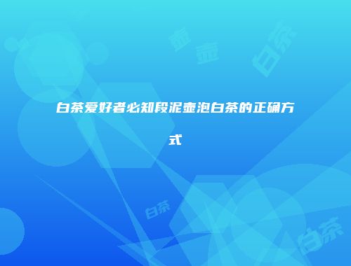 白茶爱好者必知段泥壶泡白茶的正确方式