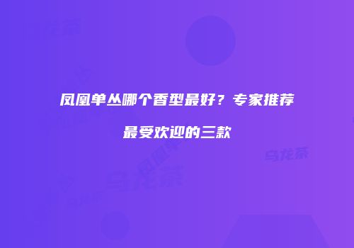 凤凰单丛哪个香型最好？专家推荐最受欢迎的三款