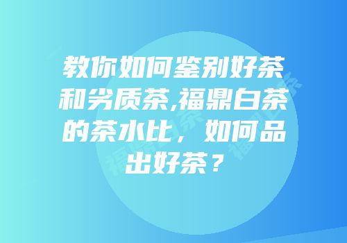 教你如何鉴别好茶和劣质茶,福鼎白茶的茶水比，如何品出好茶？