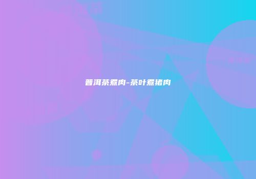 普洱茶煮肉-茶叶煮猪肉