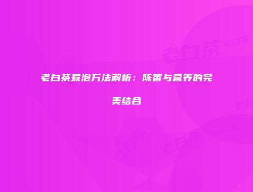 老白茶煮泡方法解析：陈香与营养的完美结合