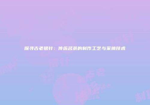 探寻古老银针：传统名茶的制作工艺与采摘技术