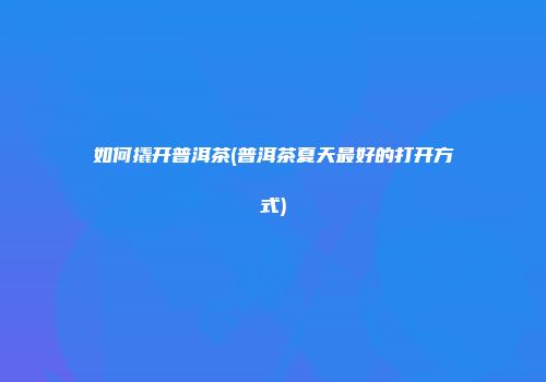 如何撬开普洱茶(普洱茶夏天最好的打开方式)