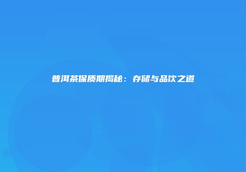 普洱茶保质期揭秘：存储与品饮之道