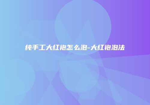 纯手工大红袍怎么泡-大红袍泡法