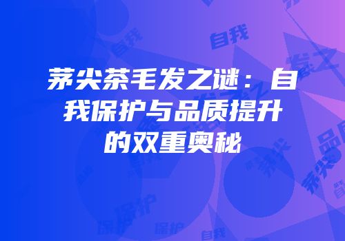茅尖茶毛发之谜：自我保护与品质提升的双重奥秘