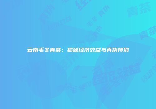 云南毛冬青茶：揭秘经济效益与真伪辨别