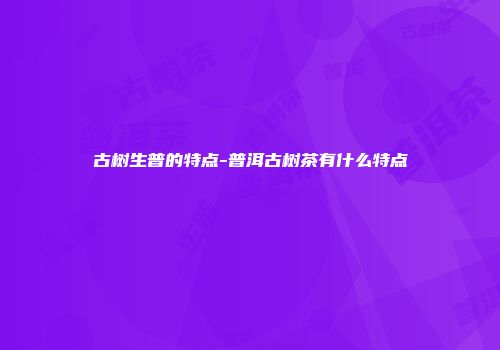 古树生普的特点-普洱古树茶有什么特点