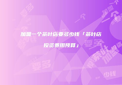 加盟一个茶叶店要多少钱「茶叶店投资费用预算」