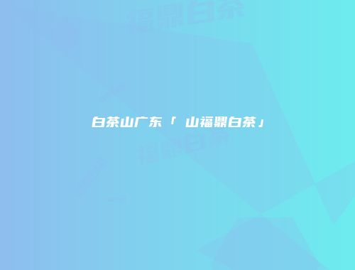白茶山广东「扆山福鼎白茶」