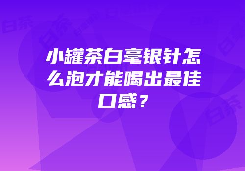 小罐茶白毫银针怎么泡才能喝出最佳口感？