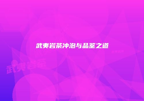 武夷岩茶冲泡与品鉴之道