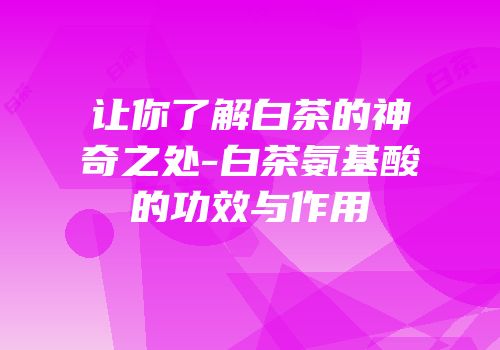 让你了解白茶的神奇之处-白茶氨基酸的功效与作用