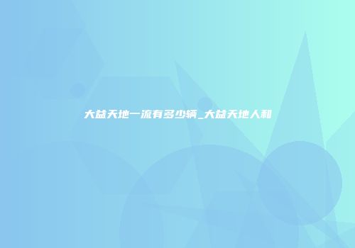 大益天地一流有多少辆_大益天地人和