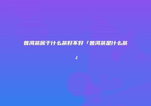 普洱茶属于什么茶好不好「普洱茶是什么茶」