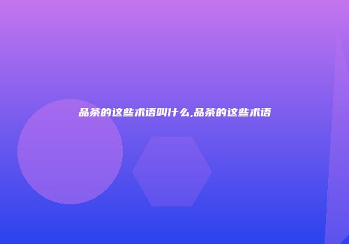 品茶的这些术语叫什么,品茶的这些术语