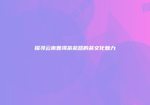 探寻云南普洱茶苑路的茶文化魅力