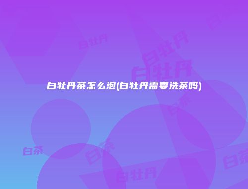 白牡丹茶怎么泡(白牡丹需要洗茶吗)