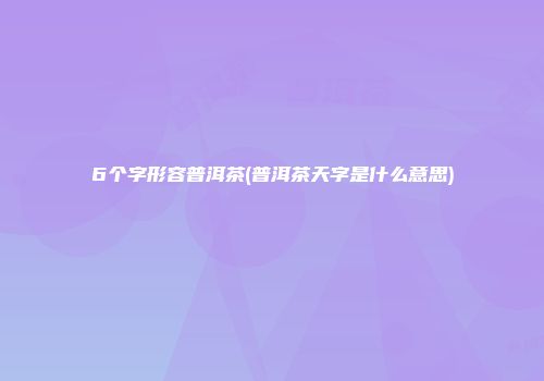 6个字形容普洱茶(普洱茶天字是什么意思)