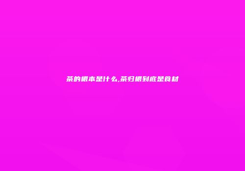 茶的根本是什么,茶归根到底是食材