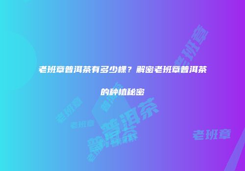 老班章普洱茶有多少棵？解密老班章普洱茶的种植秘密
