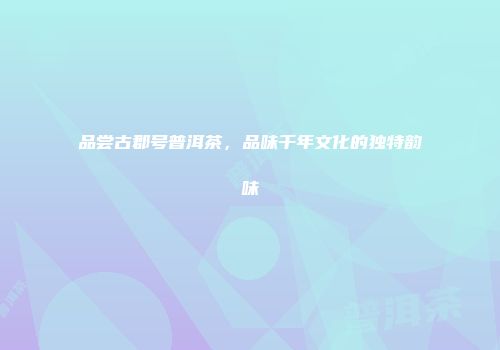 品尝古郡号普洱茶，品味千年文化的独特韵味