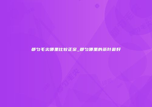 都匀毛尖哪里比较正宗_都匀哪里的茶叶最好