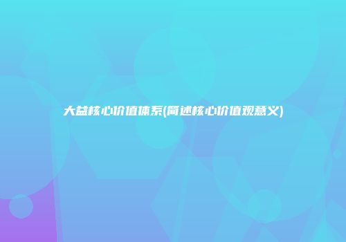 大益核心价值体系(简述核心价值观意义)