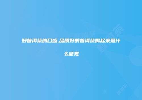 好普洱茶的口感,品质好的普洱茶喝起来是什么感觉