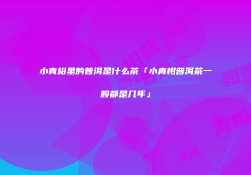 小青柑里的普洱是什么茶「小青柑普洱茶一般都是几年」