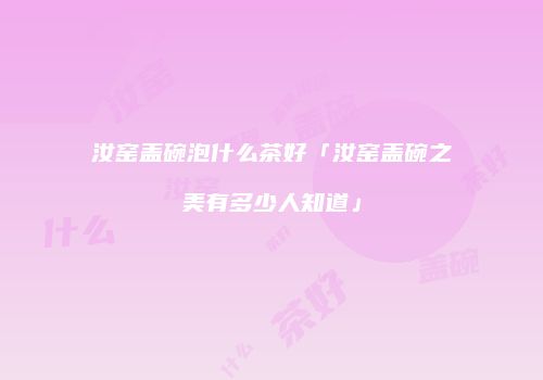 汝窑盖碗泡什么茶好「汝窑盖碗之美有多少人知道」