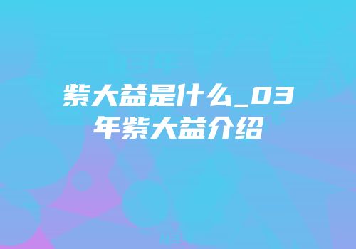 紫大益是什么_03年紫大益介绍