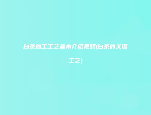 白茶加工工艺基本介绍视频(白茶的关键工艺)